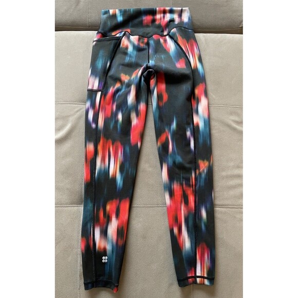 Sweaty Betty Super Sculpt Sustainable 7/8 Length Yoga Leggings Red Blur Floral S - Picture 3 of 7